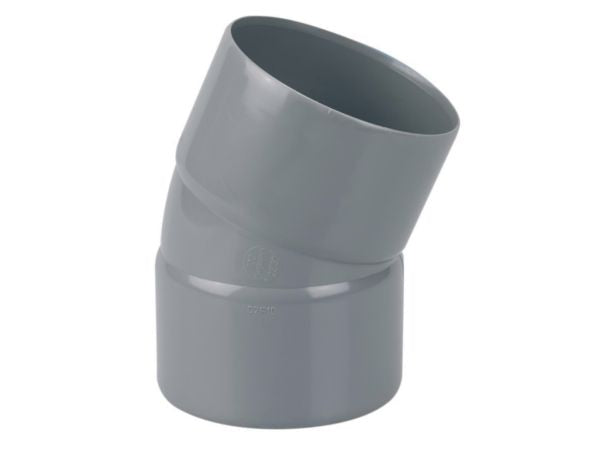 PVC NF female-female elbow 22° Ø 100 mm gray