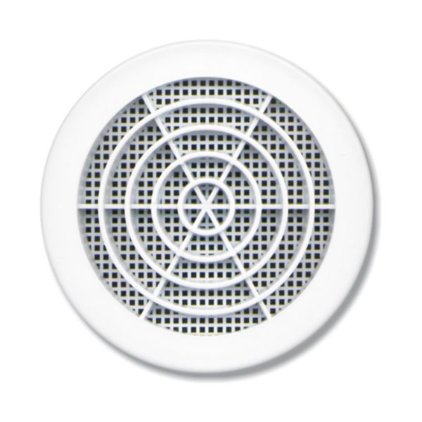 Grille ronde en PVC blanc à clipser 94 à 112