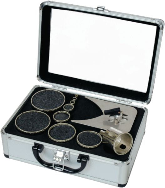 BOX OF 10 DIAMOND DRILL BITS D6 TO 68 + GUIDE