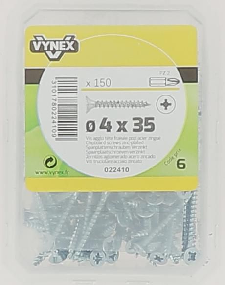 Chipboard wood screws TF POZI imprint 4 x 25 Zinc plated steel - Vybac of 250 pieces