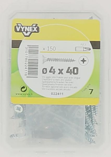 Chipboard wood screws TF POZI imprint 4 x 40 Zinc plated steel - Vybac of 150 pieces