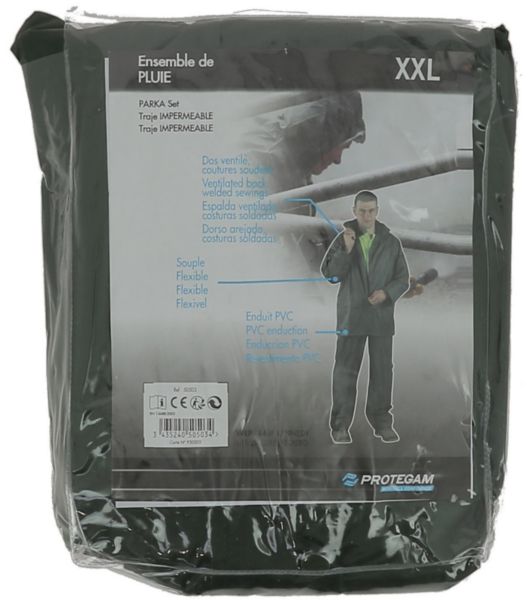 Ensemble veste et pantalon de pluie vert taille XXL