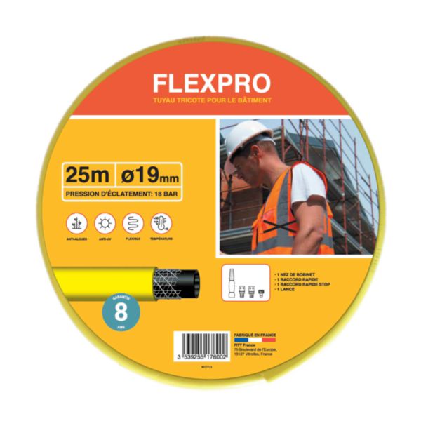 Tuyau tricoté 4 couches - 19 mm - 25 mètres avec raccords