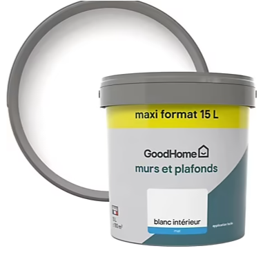 Peinture murs et plafonds blanc mat 15L GoodHome