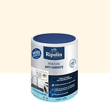 Peinture anti-humidité intérieur satin blanc cassé Ripolin 0,75L