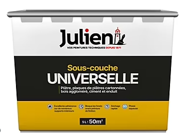 Sous-couche Universelle pour Platre, Aggloméré, Ciment et Enduit Julien Mat Blanc 5L