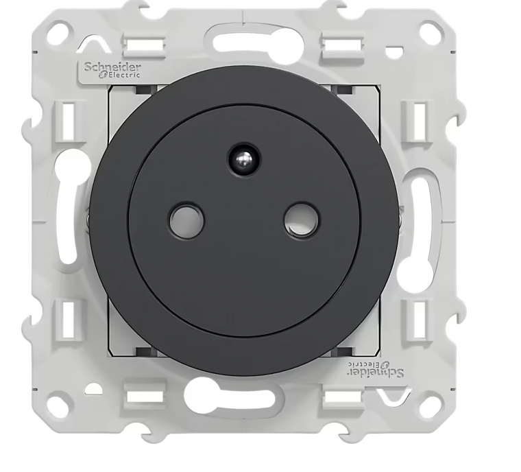 Prise de courant avec terre affleurante 16A Schneider Electric Odace anthracite