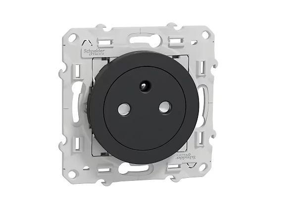 Prise 2 pôles + terre affleurante connexion rapide Odace Schneider Electric anthracite