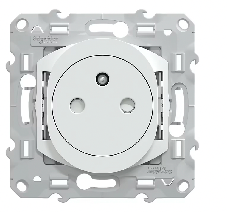 Prise de courant avec terre affleurante 16A Schneider Electric Ovalis blanc