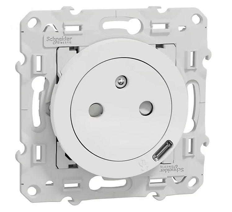 Mécanisme prise affleurante + usb C 10.5W Schneider Electric Odace blanc