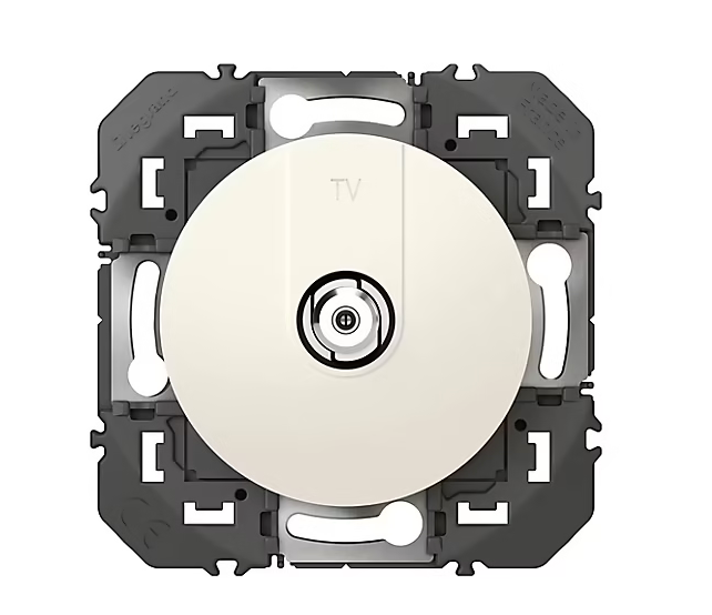 Prise TV type F Legrand Dooxie blanc carrée