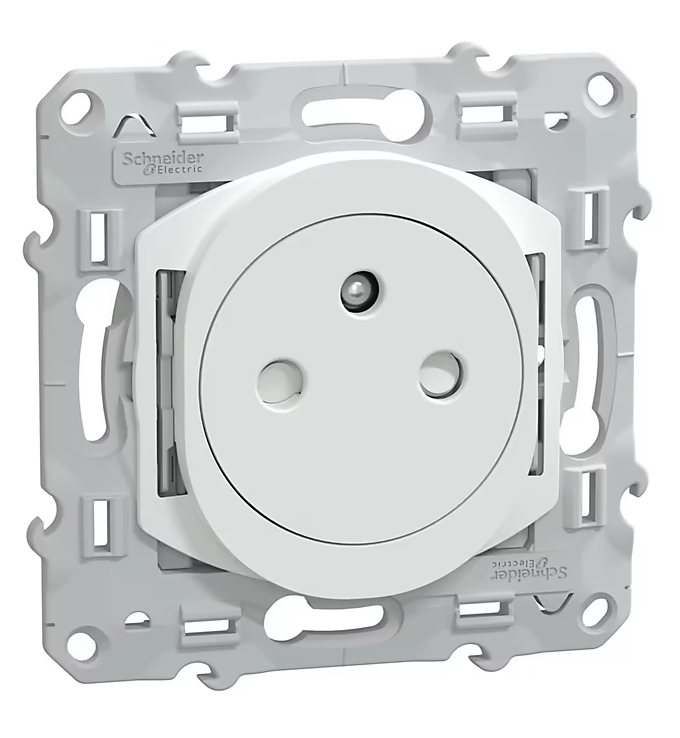 Prise affleurante avec terre Schneider Electric Ovalis blanc