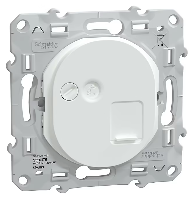 Prise RJ45 grade 3 cat 6 STP réseaux VDI Schneider Electric Ovalis blanc