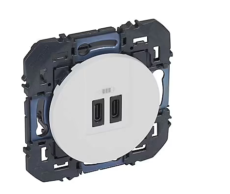 Prise double USB-C Legrand Dooxie blanc carrée