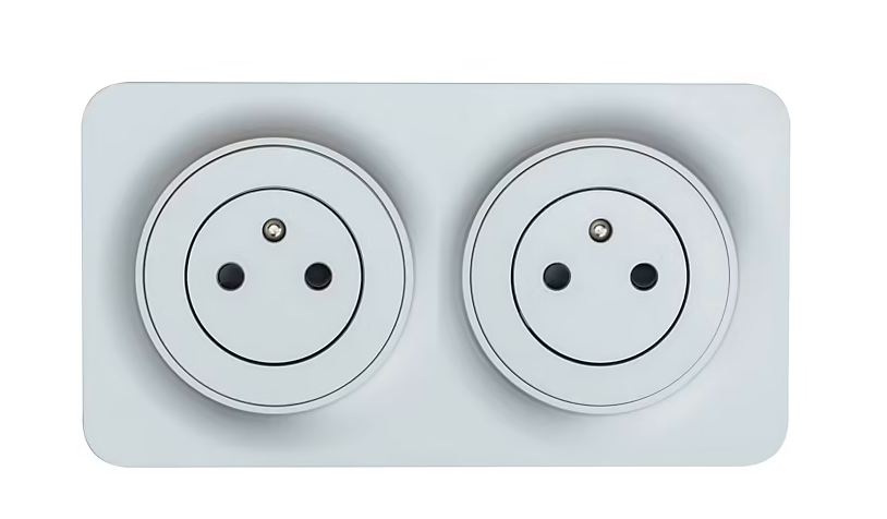 Double prise avec terre prêt câblée Jacobsen Espen aluminium composable