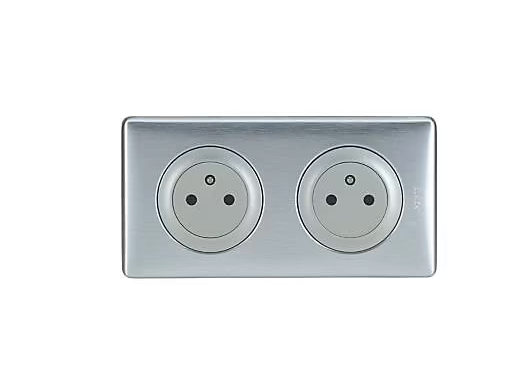 Kit double prises avec terre Pré-câblées Legrand Céliane aluminium