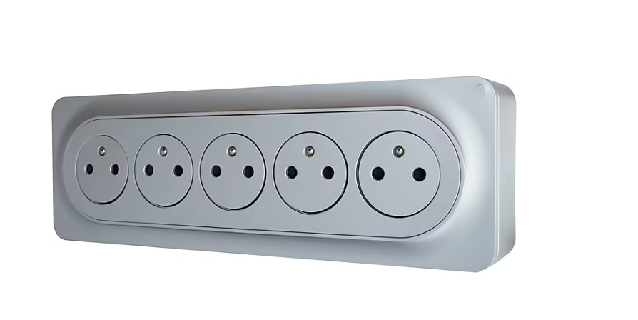 Prise avec terre en saillie Jacobsen Espen aluminium composable, lot de 5