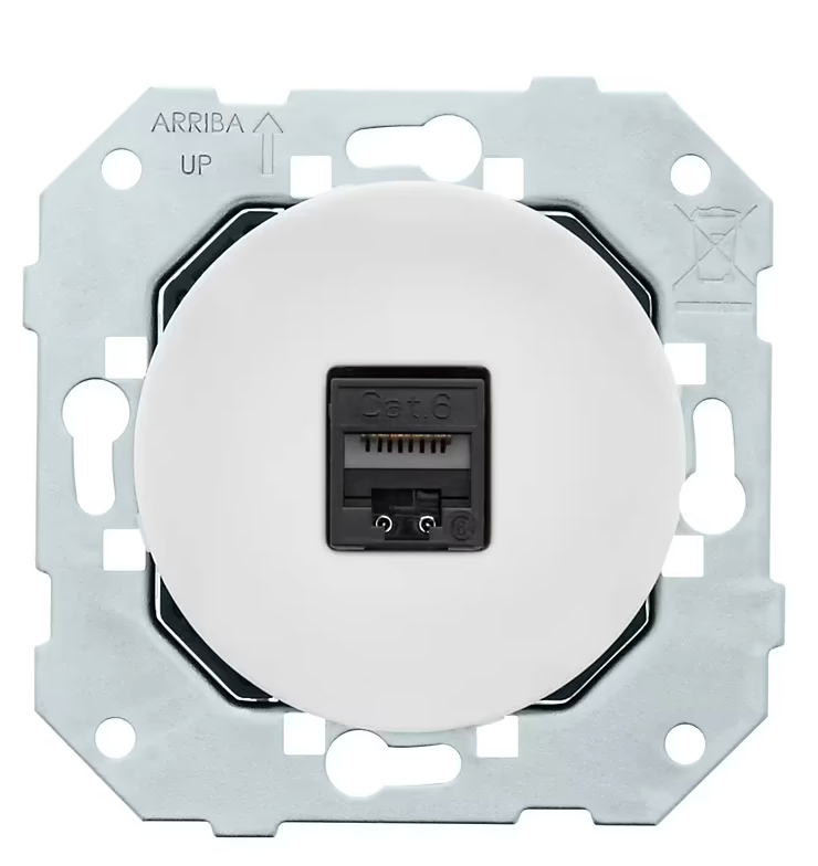 Prise RJ45 Fontini Dom blanc glossy à composer