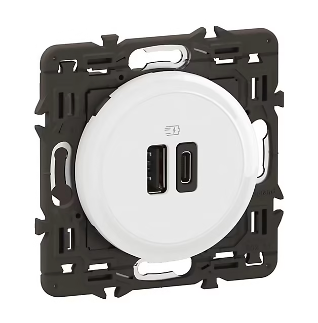 Prise double USB-A/C Legrand Céliane blanc