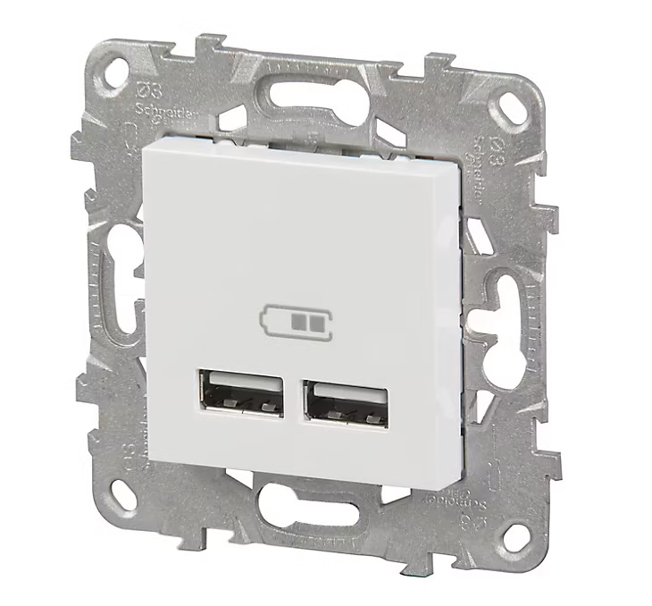 Mécanisme prise usb double Schneider Electric Unica Déco blanc