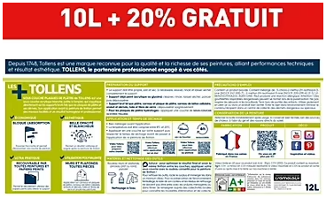 Sous-couche plaques de plâtre Tollens blanc 10L + 20% gratuit