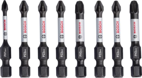 Barrette 8 embouts IMPACT 50mm, PH1, PH2, PH2, PH2, PH3, PZ2, PZ2, PZ3