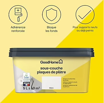 Sous-couche plaques de plâtre blanc GoodHome 5L
