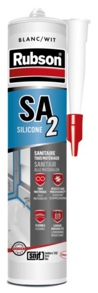 Mastic silicone sanitaire SA2 blanc pour intérieur cartouche de 280 ml