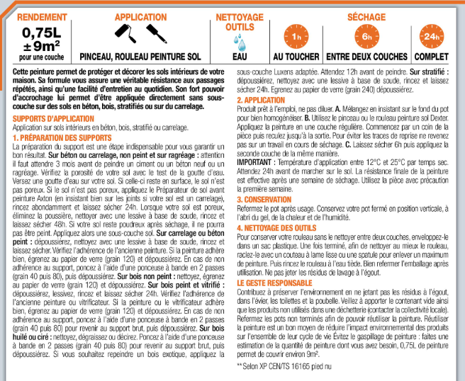 Peinture sol, carrelage / parquet / laminé Intérieur LUXENS, blanc satiné, 0.75