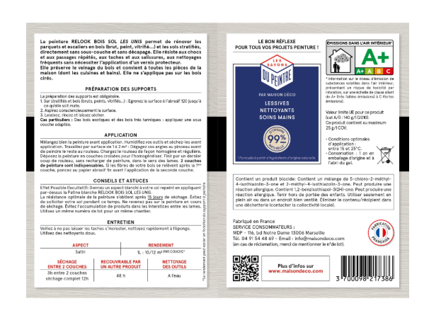 Peinture sol, parquet et escalier Relook bois MAISON DECO, noir satiné, 1 l