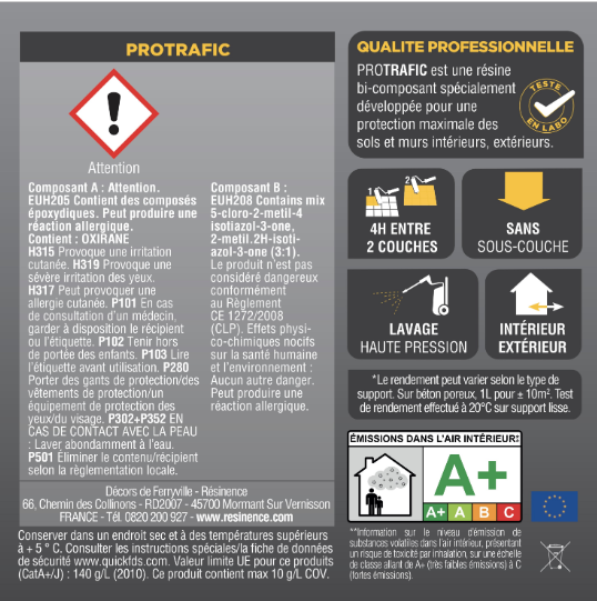 Peinture sol Protrafic RESINENCE, RAL 7046, building satiné, 0.3 l