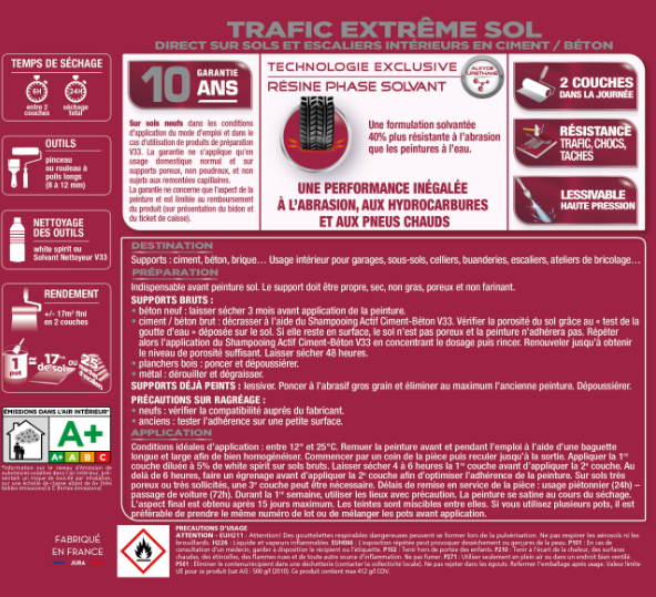 Peinture sol Trafic extrême V33, terre d'ombre satiné, 2.5 l