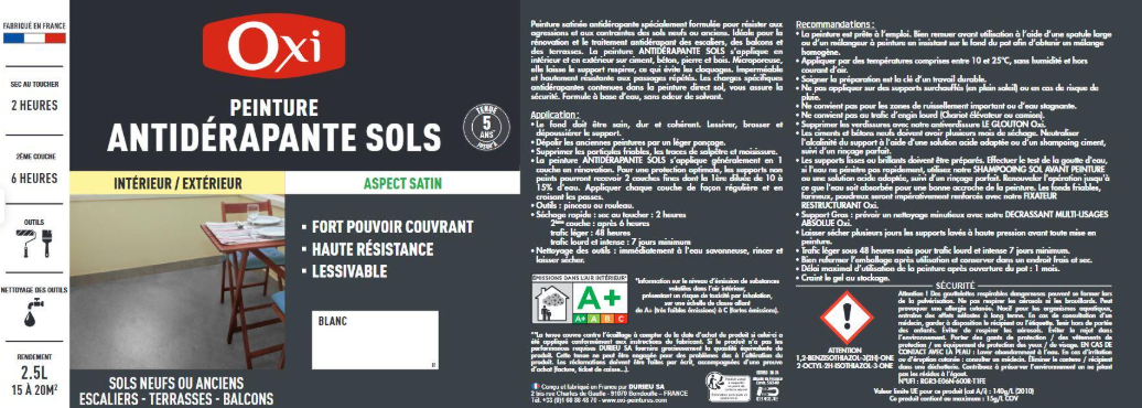 Peinture sol Antidérapante OXI, gris satiné, 0.5 l