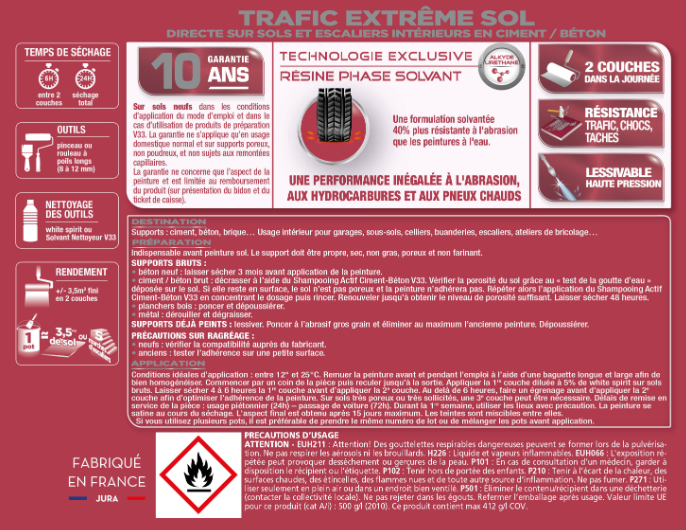 Peinture sol Trafic extrême V33, graphite satiné, 0.5 l