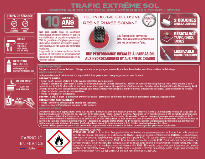 Peinture sol Trafic extrême V33, gris kaolin satiné, 0.5 l