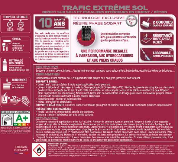 Peinture sol Trafic extrême V33, carbone satiné, 0.5 l