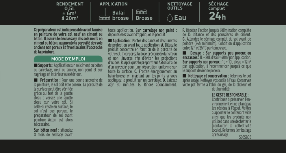 Préparateur de sol avant peinture AXTON, incolore, 0.5 l