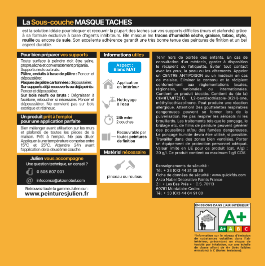 Sous-couche fonds difficiles Masque taches JULIEN, 0.5 l