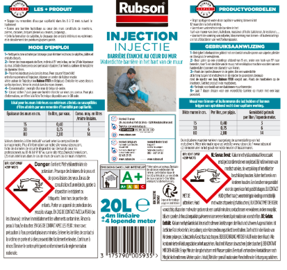Traitement d'étanchéité par injection Waterproof RUBSON 20L