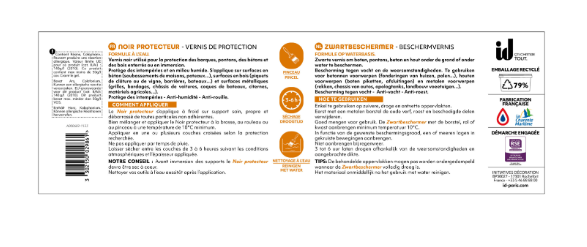 Vernis Noir protecteur exterrieur, Anti humidité, anti rouille, id 2.5 l