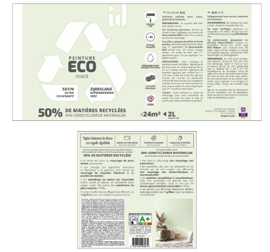 Peinture mur, plafond amande satin ID Eco 2L