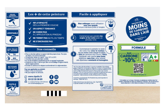 Peinture mur, boiserie, radiateur café au lait satiné RIPOLIN Intérieur 0.5l