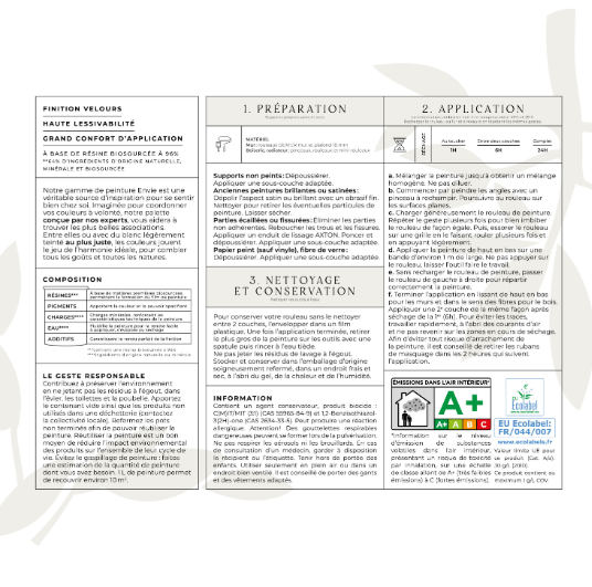 Peinture mur, boiserie, radiateur vert argile velours ENVIE Biosourcée 2L