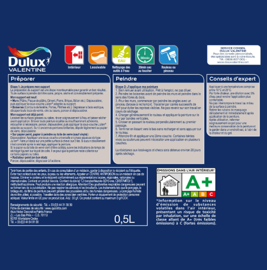 Peinture mur, boiserie cognac satin DULUX VALENTINE Crème de couleur 0.5L