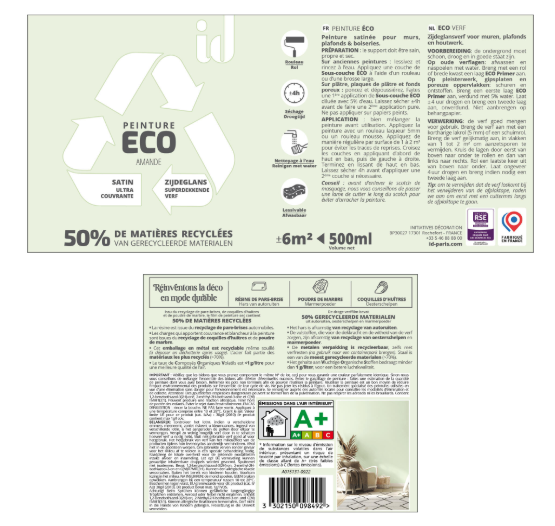 Peinture mur, plafond amande satin ID Eco 0.5L