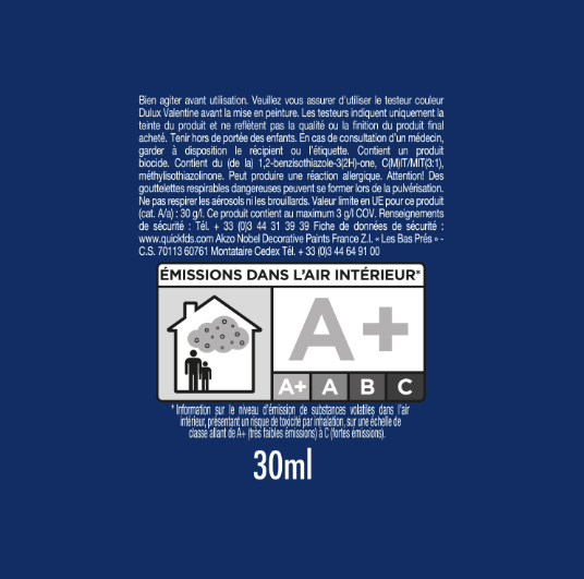 Testeur peinture mur, boiserie miel satin DULUX VALENTINE Crème de couleur 0.03l