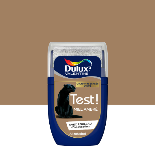 Peinture mur, boiserie miel ambré satin DULUX VALENTINE Crème de couleur 0.03L