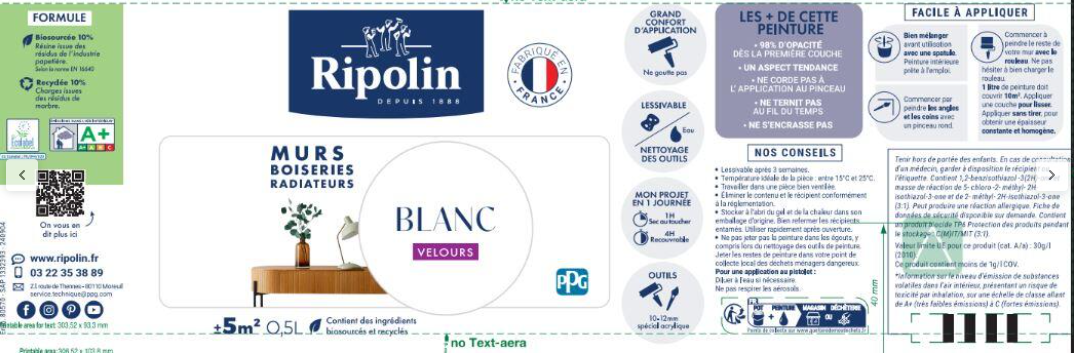 Peinture mur beige plage velours RIPOLIN Intérieur 0.5L