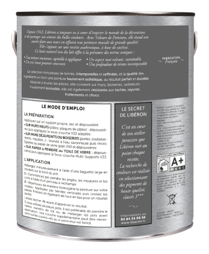 Testeur peinture mur, bois bleu des vosges LIBÉRON Velours de peinture® 0.125l