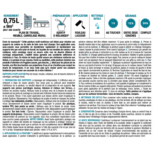 Peinture carrelage, meuble, crédence noir mat LUXENS Cuisine et bain 0.75L